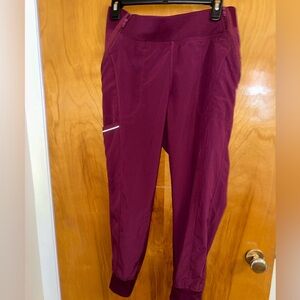 Cherokee infinity scrub elastic waist jogger pants size medium petite burgundy